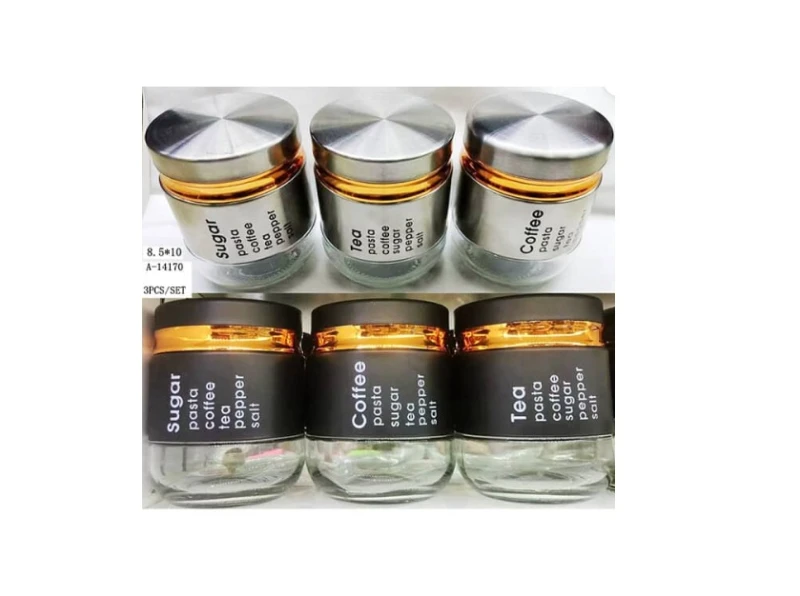 Borcan Condimente 3Pcs Sticlă+Fier A-14170 WEI